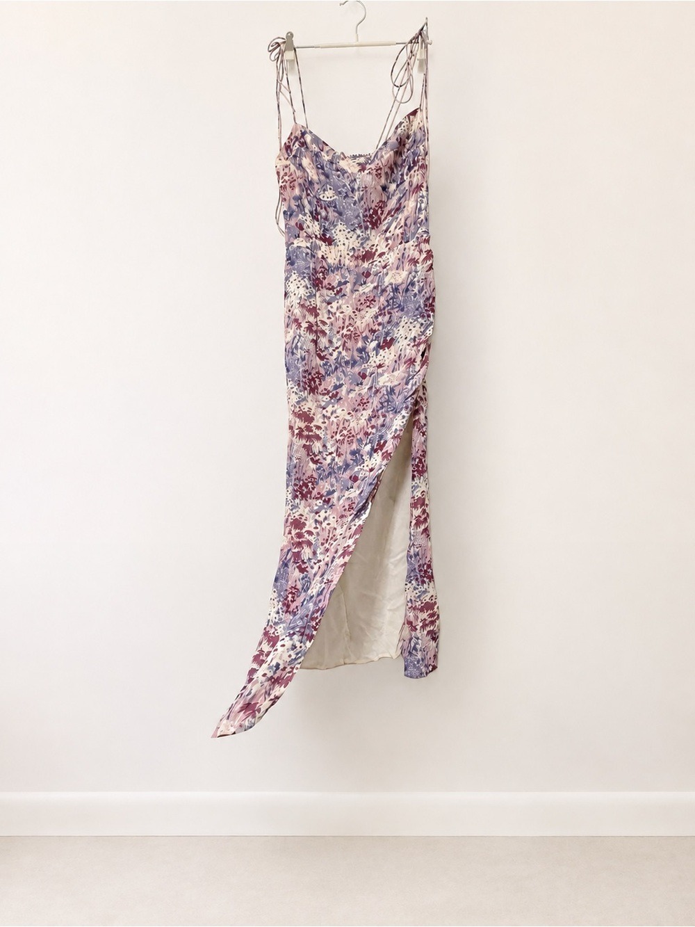 Reformation Floral Corset Maxi Dress Size 8 Purple Side Slit Smocked Back - Picture 3 of 8